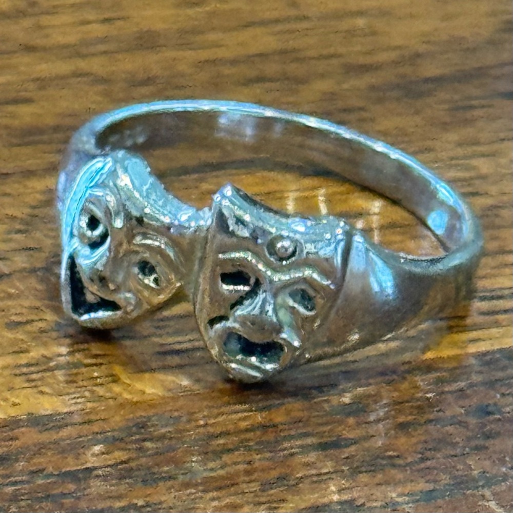 EDCO Silver Comedy Tragedy Theater Mask Ring Silver SIZE 9